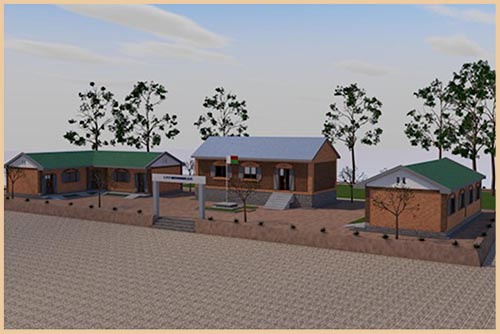 The new school building with running water faucet