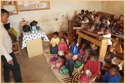 Children learning in the new classroom